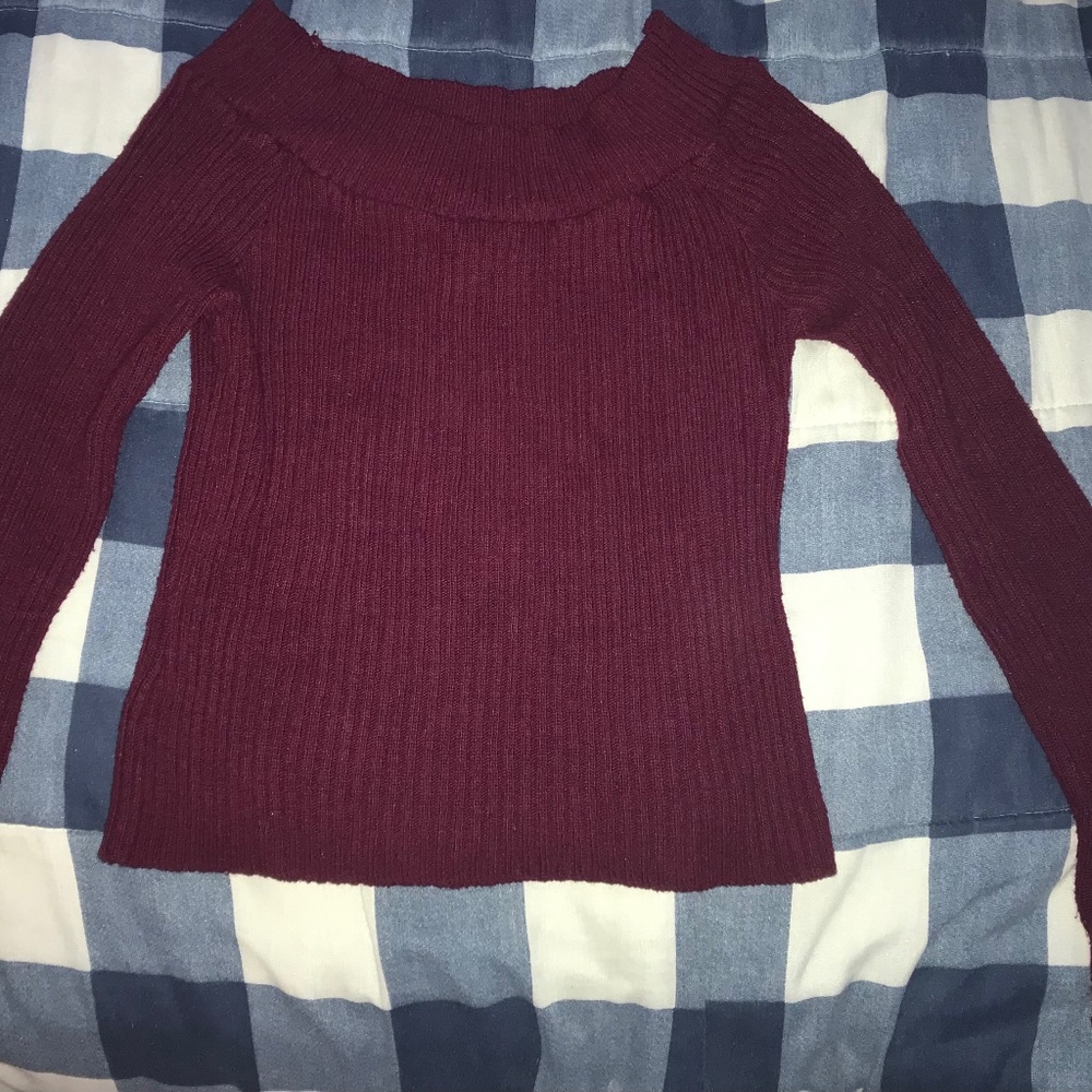 It’s Our Time Burgundy off-the-shoulder Sweater